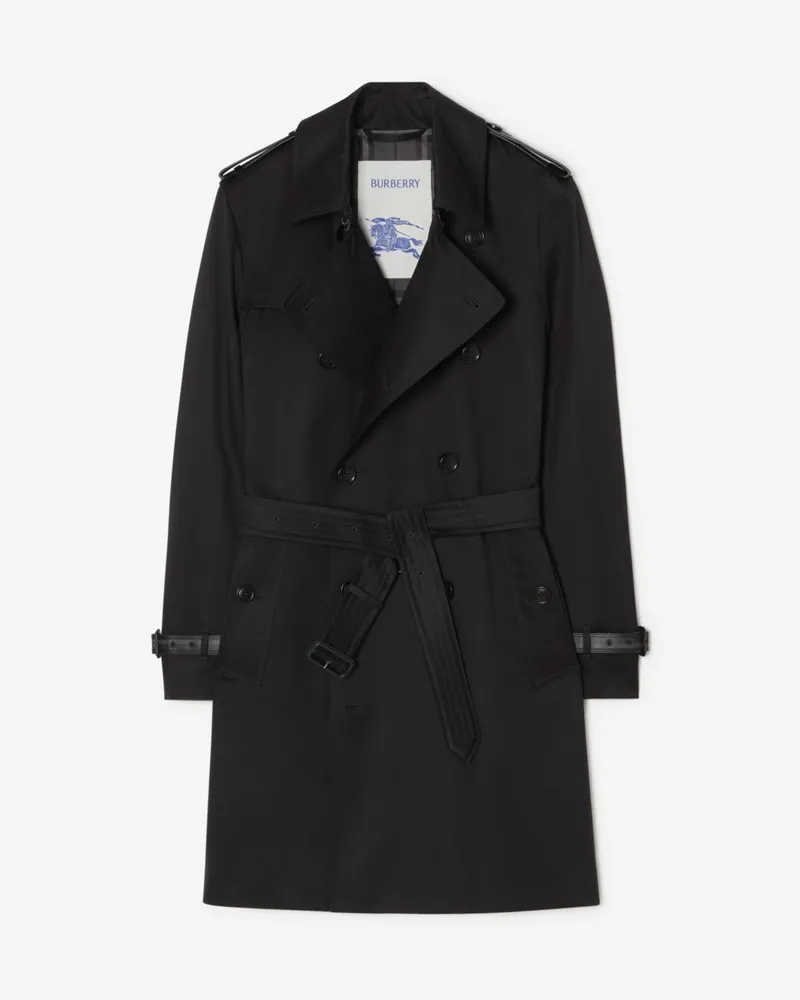 Burberry Mittellanger Trenchcoat „Kensington“ aus Gabardine , Size Schwarz