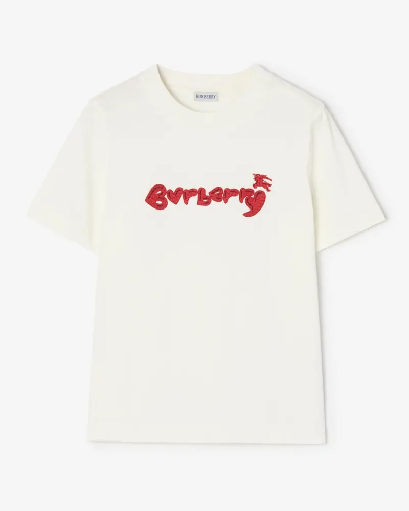 Burberry Baumwoll-T-Shirt mit Herz-Logo , Size Chalk