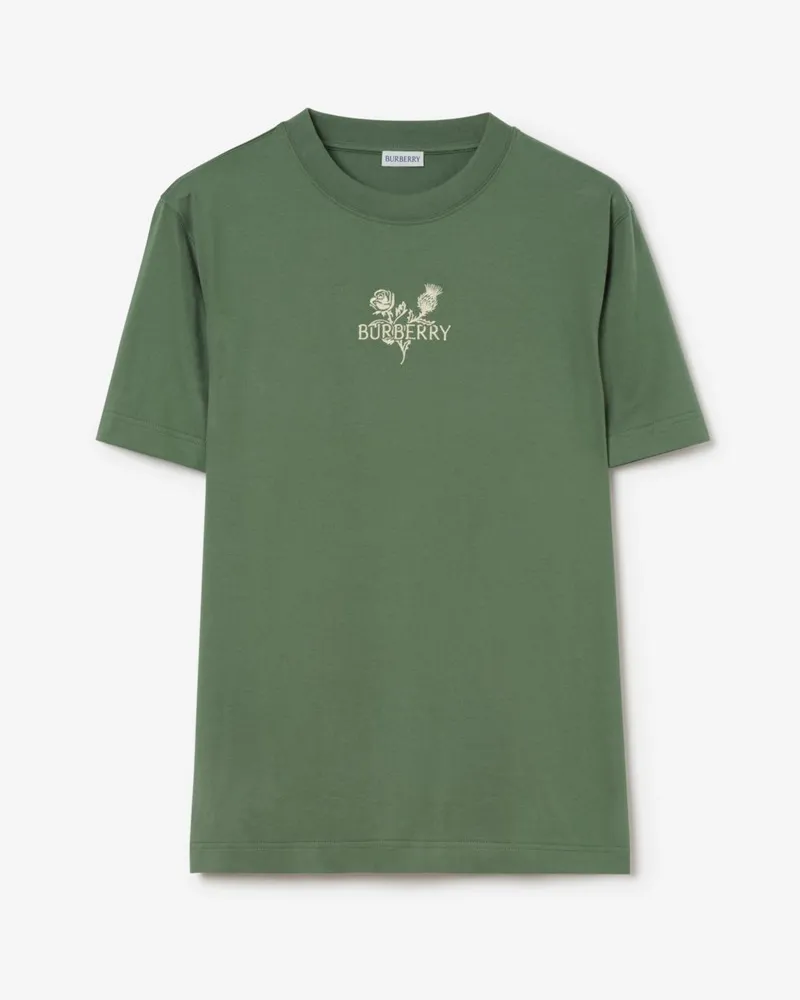 Burberry Baumwoll-T-Shirt mit floralem Logo , Size Willow