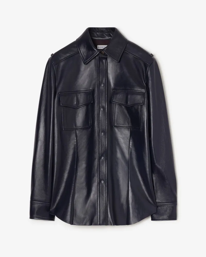 Burberry Klassisches Lederhemd , Size Iris-violett