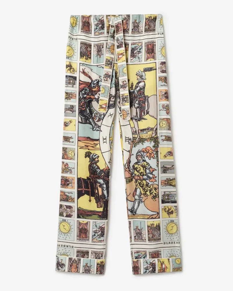 Burberry Pyjamahose aus Seide mit Tarotmotiv , Size Seaside-blau
