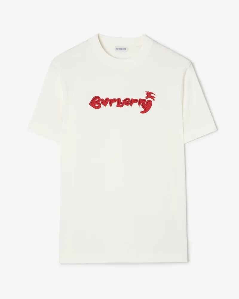 Burberry Baumwoll-T-Shirt mit Herz-Logo , Size Chalk