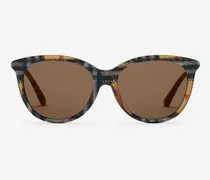 Sonnenbrille „Tubular“ mit runder Fassung in Check