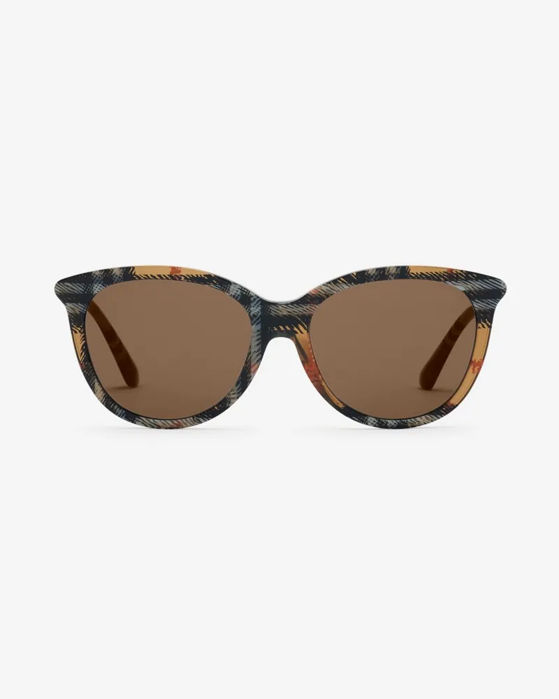 Burberry Sonnenbrille „Tubular“ mit runder Fassung in Check Helles