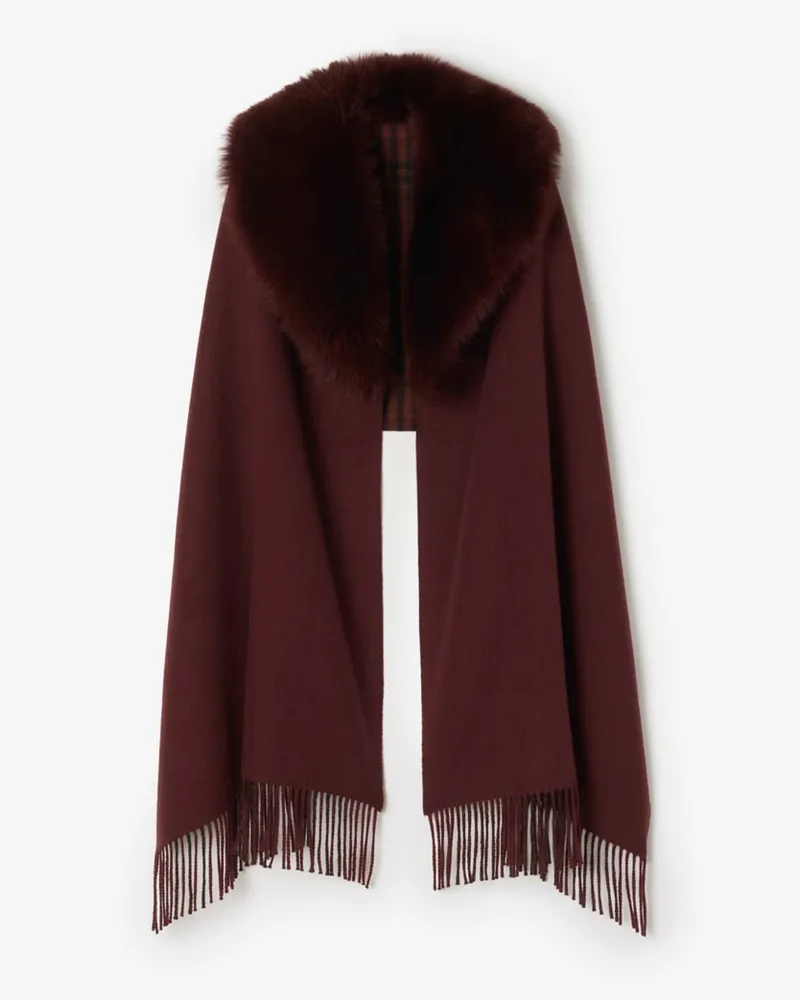 Burberry Breiter Woll-Kaschmirschal mit Lammfellkragen Dark