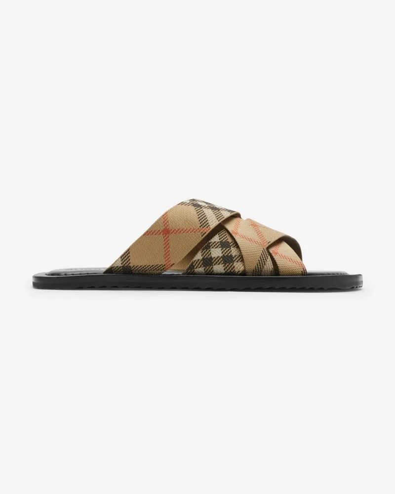 Burberry Slides „Pavilion“ in Check , Size Sand