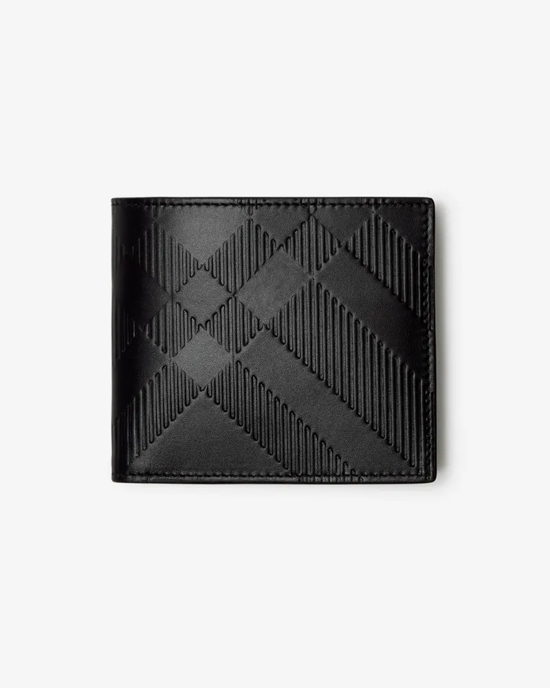 Burberry Faltbrieftasche mit Münzfach und geprägtem Karomuster Black