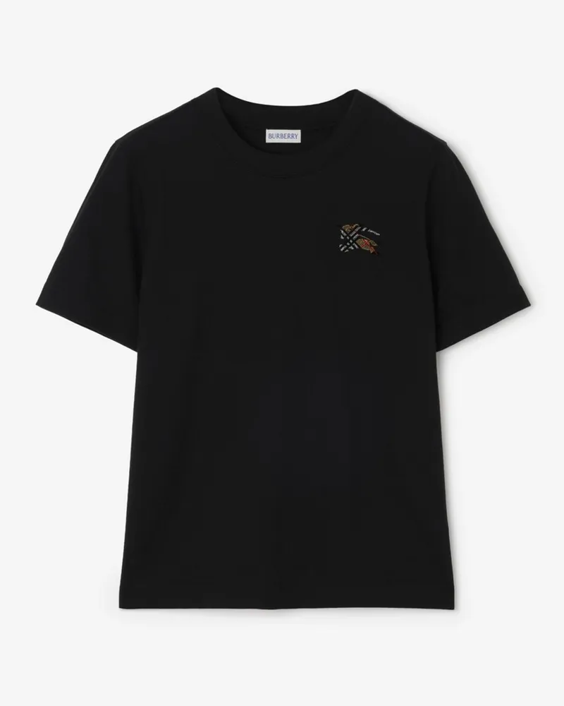 Burberry Baumwoll-T-Shirt mit Knight in Check Black