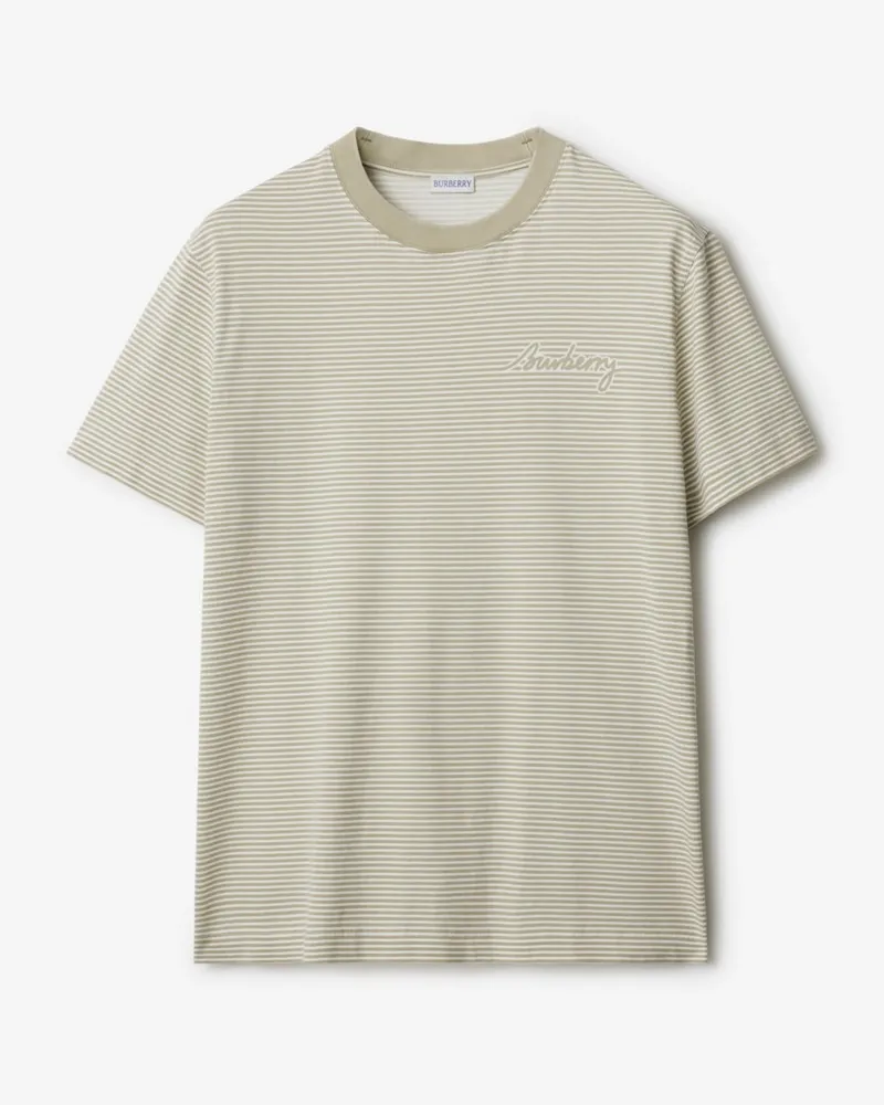 Burberry Baumwoll-T-Shirt mit Streifenmuster Beige