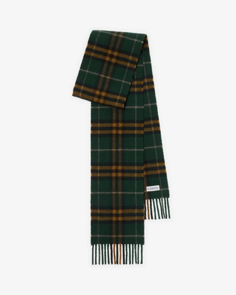 Burberry Schmalerer Kaschmirschal in Check Brigade-grün