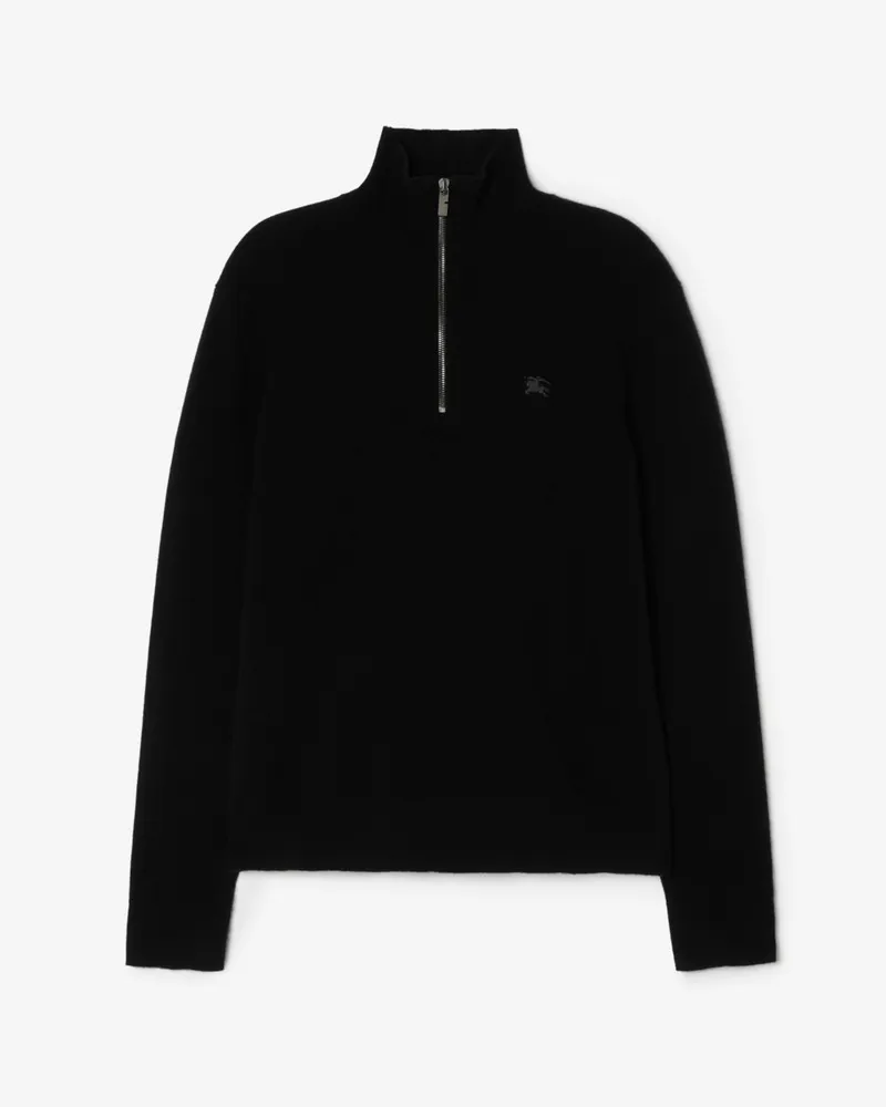 Burberry Kaschmirmischpullover mit halblangem Reißverschluss , Size Black