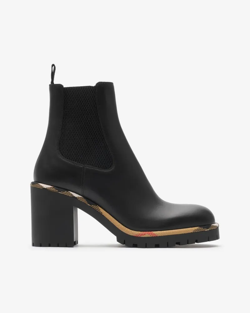Burberry Chelsea-Stiefel „Gravel“ aus Leder mit Absatz , Size Black