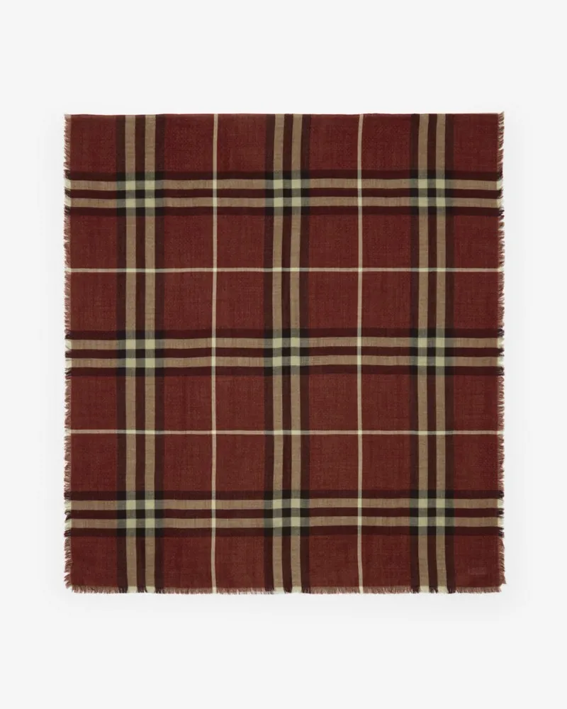 Burberry Breiter Woll-Seiden-Schal mit Wendeseite in Check Vinyard-rot