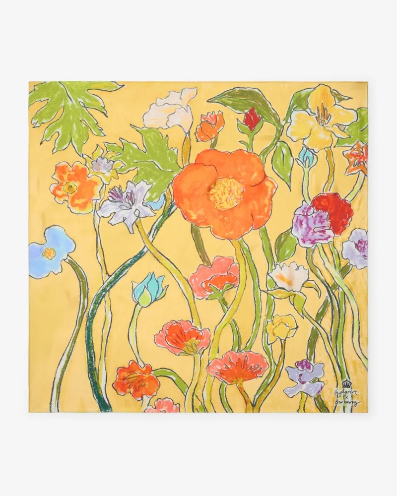 Burberry Seidenschal mit Highgrove-Blumenmotiv Gelb