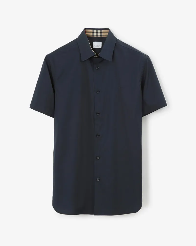Burberry Schmales Stretchbaumwollhemd Marineblau