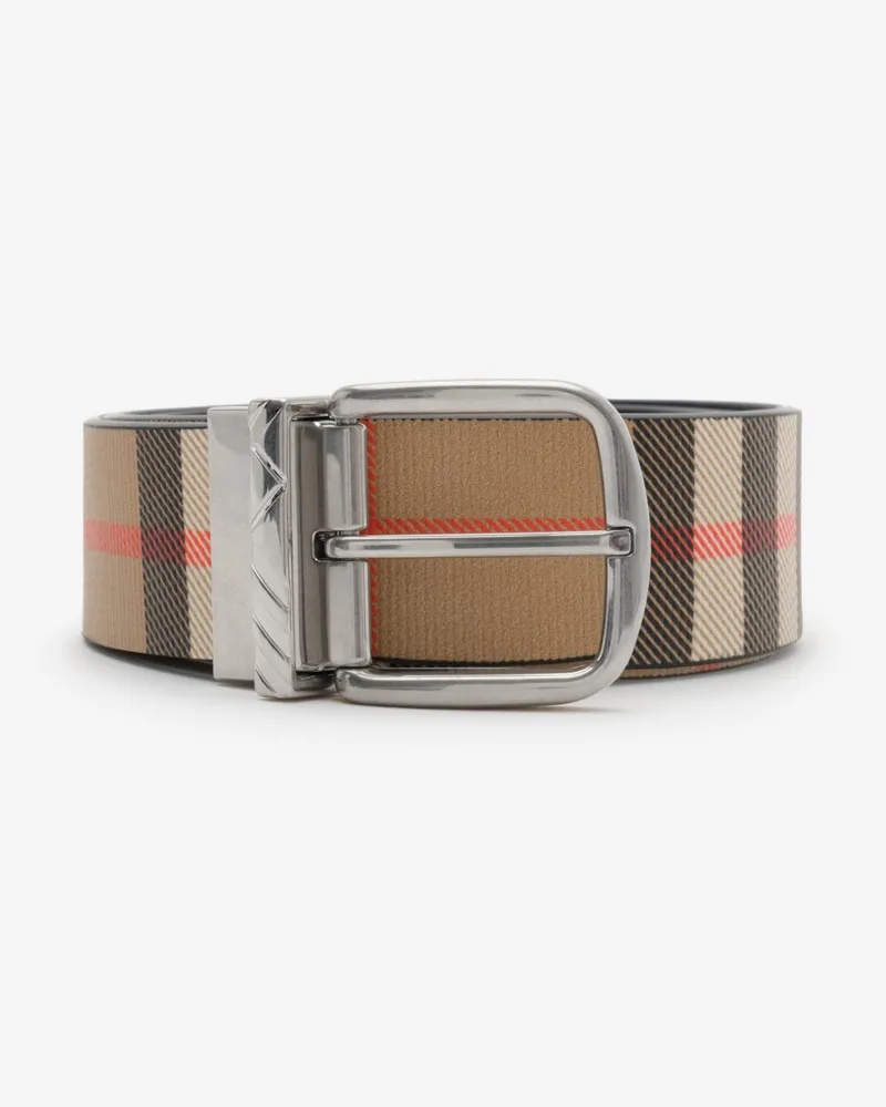 Burberry Wendbarer Gürtel mit Check und Dornschließe , Size Black
