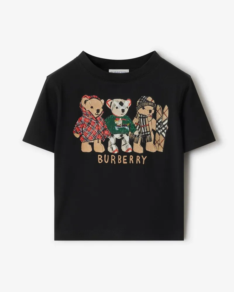 Burberry Baumwoll-T-Shirt mit Thomas Teddybär und Freunden , Size Schwarz