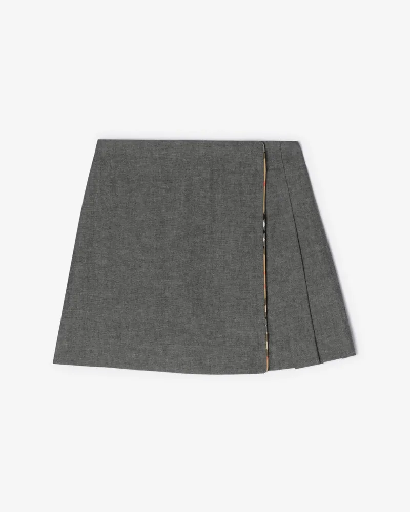 Burberry Baumwollrock mit Check-Besatz , Size Schwarz