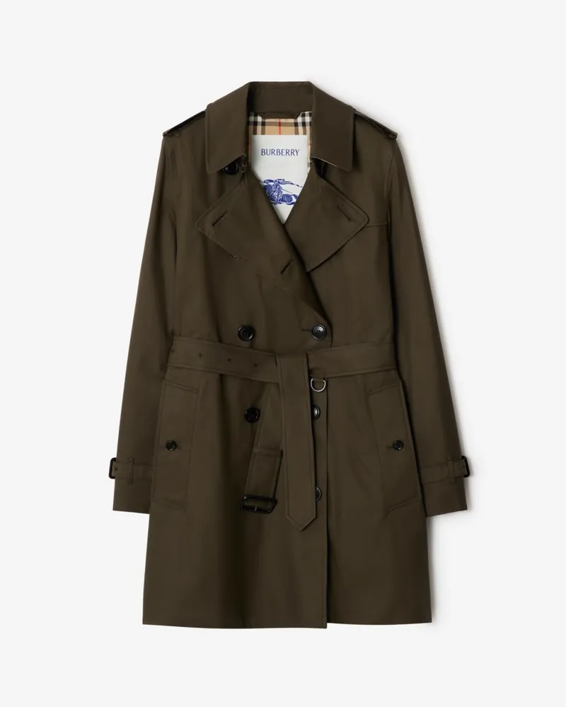 Burberry Kurzer Trenchcoat „Kensington“ aus Tropengabardine Green-grün