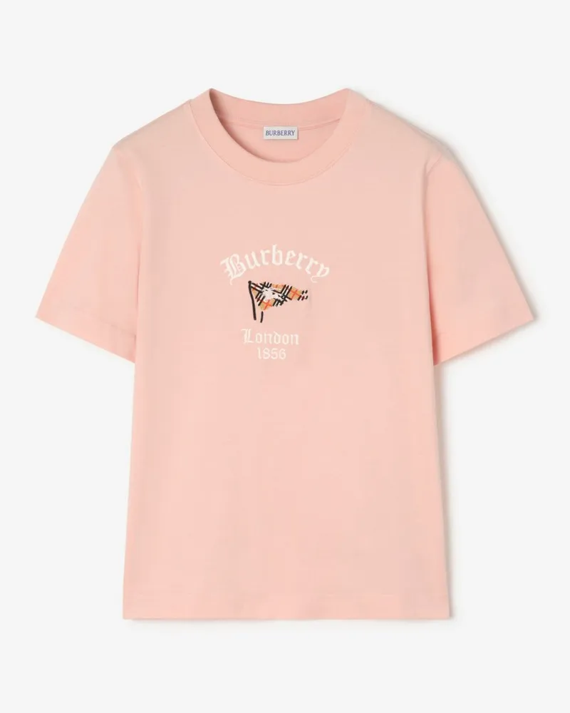 Burberry Baumwoll-T-Shirt mit Flagge in Check Compact-rosa