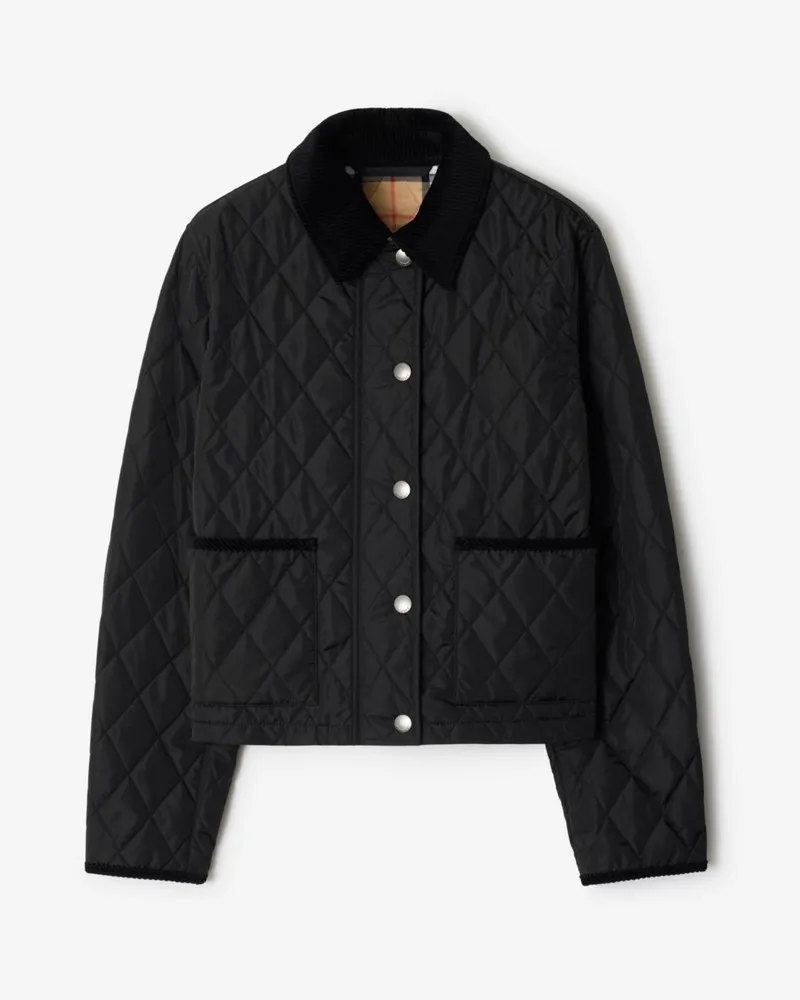 Burberry Cropped-Nylon-Steppjacke , Size Black