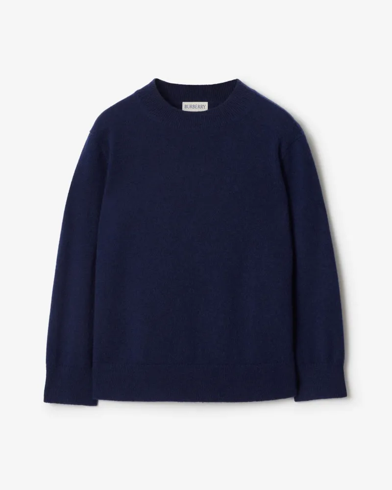 Burberry Woll-Kaschmir-Pullover mit Check-Patch Marineblau