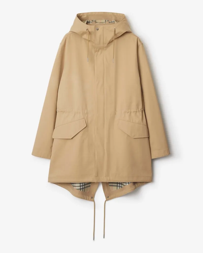 Burberry Parka aus gebondeter Gabardine Flachsfarben