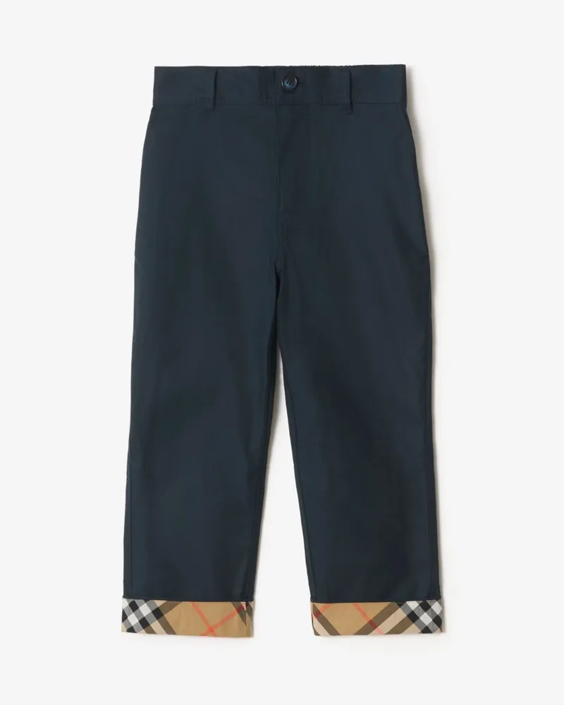 Burberry Baumwollhose mit Check-Akzent Marineblau