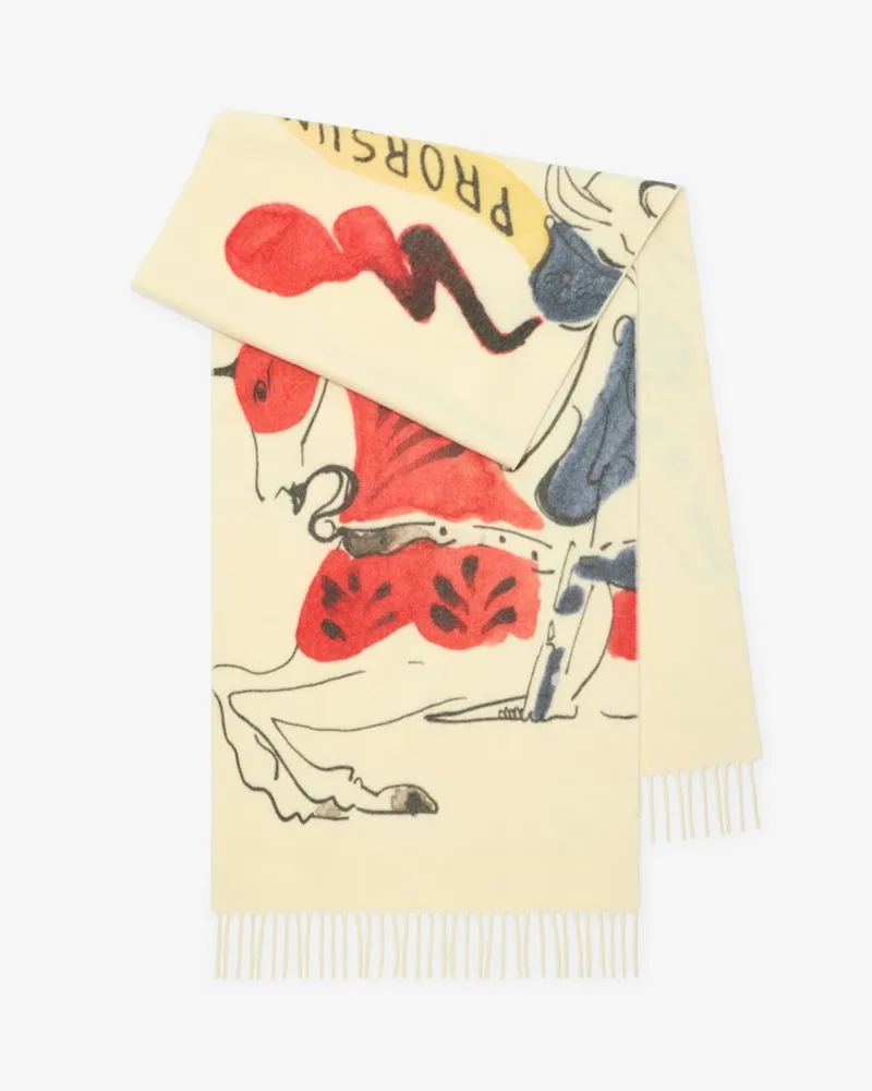 Burberry Kaschmirschal mit EKD-Motiv in Aquarelloptik Chalk-weiß