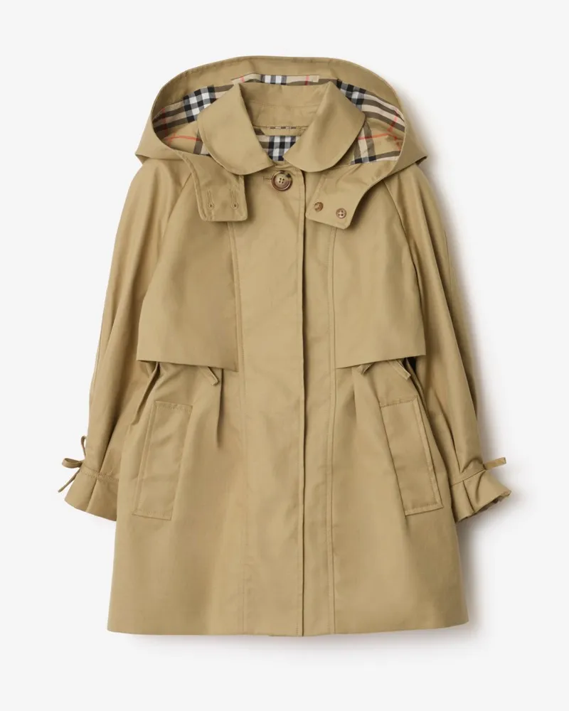 Burberry Baumwoll-Trenchcoat mit Kapuze , Size Sand-beige