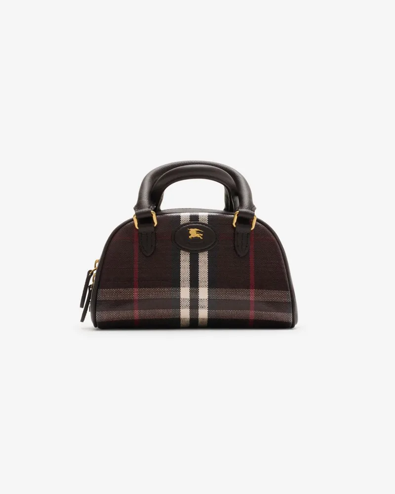 Burberry Bowlingtasche „Highlands“ im Kleinformat Mahagonirot