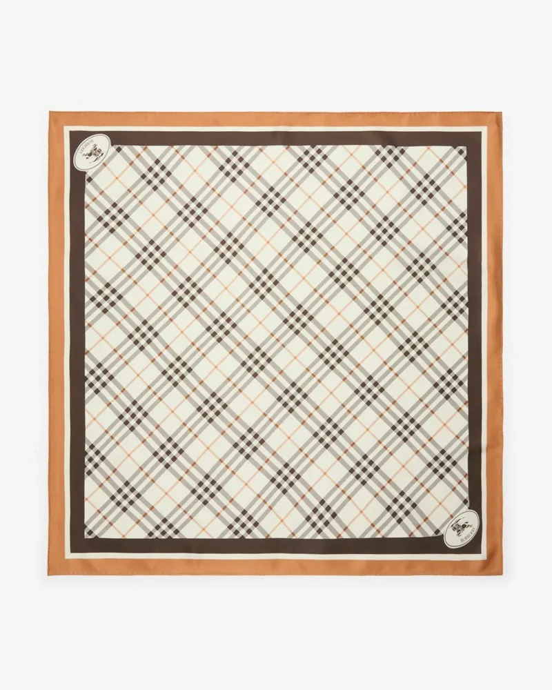 Burberry Seidenschal in Check mit Knight Stamp Pebble-weiß