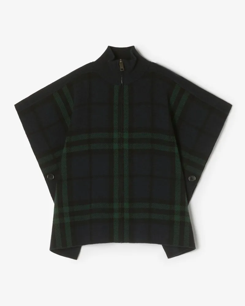 Burberry Wendbares Wollcape mit Check Dark