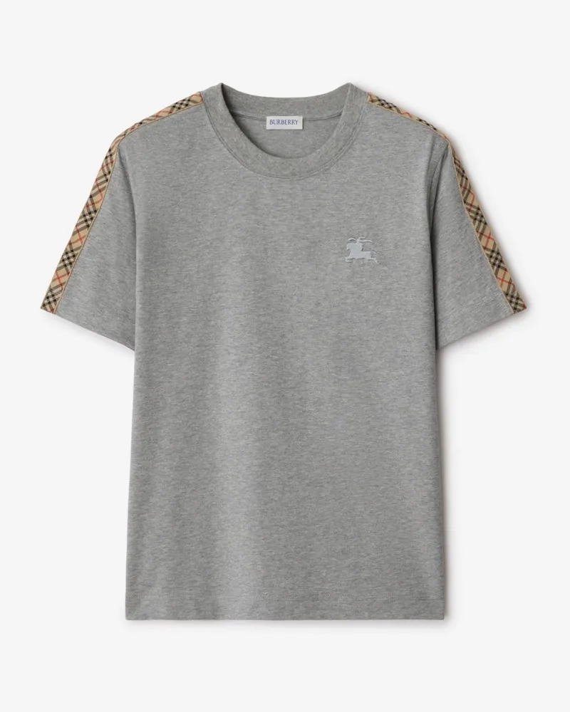 Burberry Baumwoll-T-Shirt mit Check-Besatz Pale