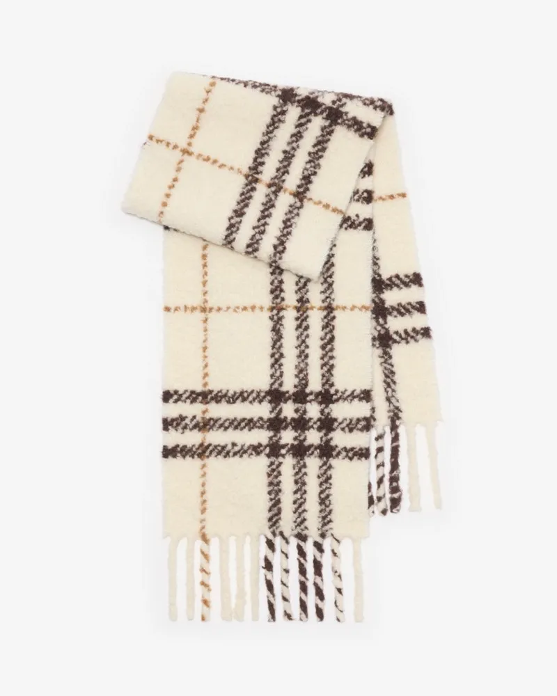 Burberry Bouclé-Schal aus Alpakawollmischung in Check Pebble-weiß