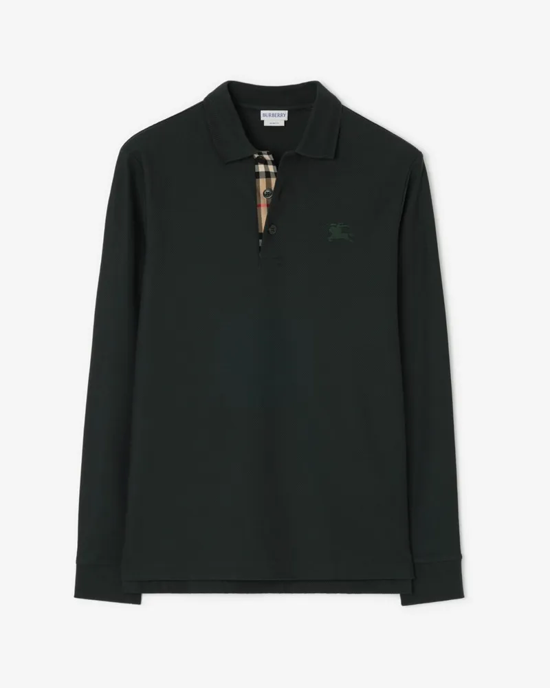 Burberry Langärmeliges Baumwoll-Poloshirt , Size Marsh
