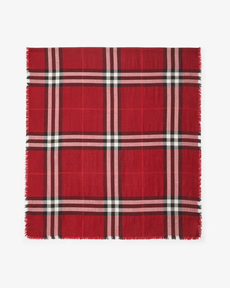 Burberry Wendbarer Woll-Seiden-Schal in Check Oxblood-rot