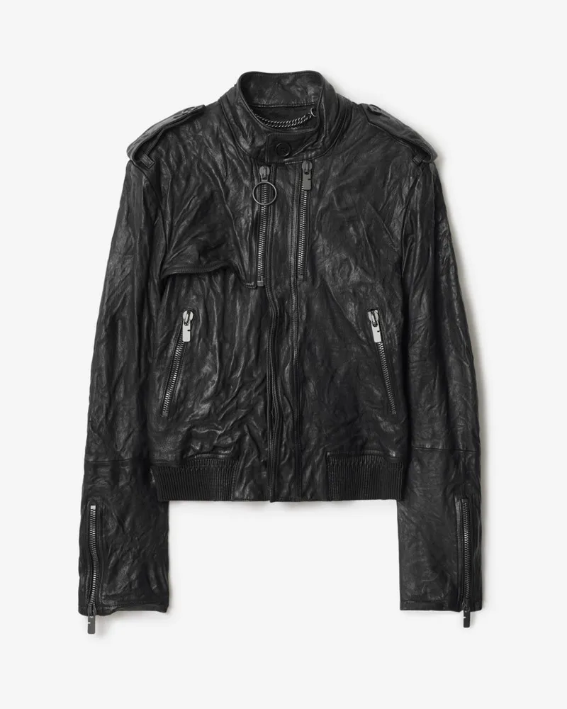 Burberry Bikerjacke aus Leder Schwarz