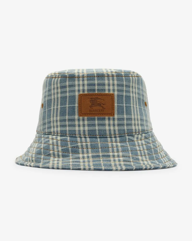Burberry Denim-Fischerhut in Check , Size Dark