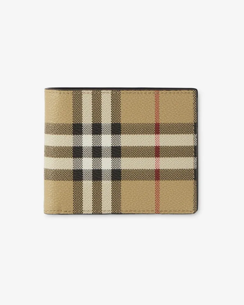 Burberry Schmale Faltbrieftasche in Check Vintage-beige