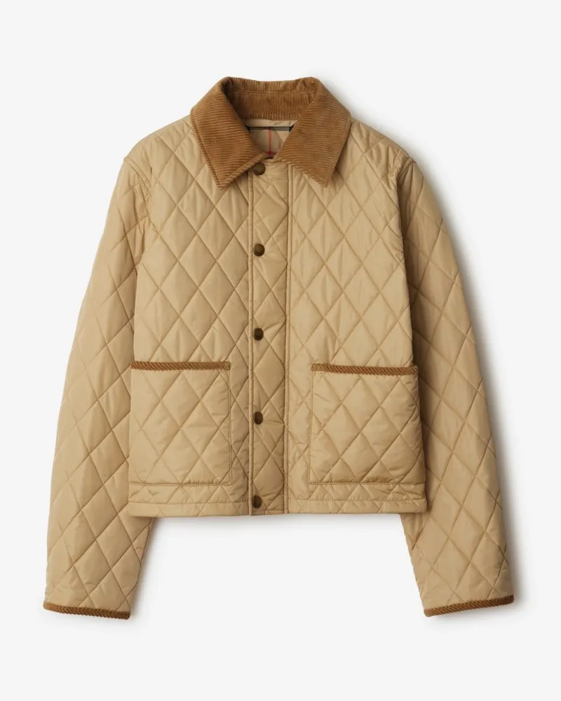 Burberry Cropped-Nylon-Steppjacke Beige