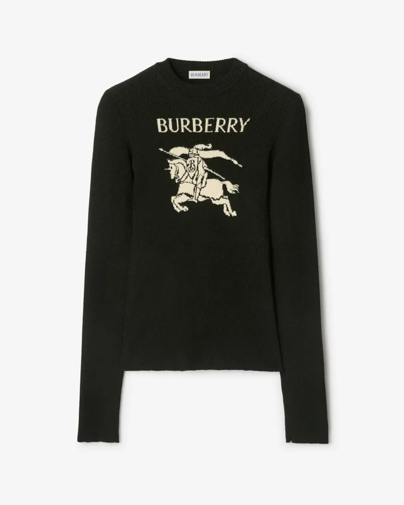 Burberry Woll-Seiden-Pullover mit EKD-Motiv , Size Schwarz