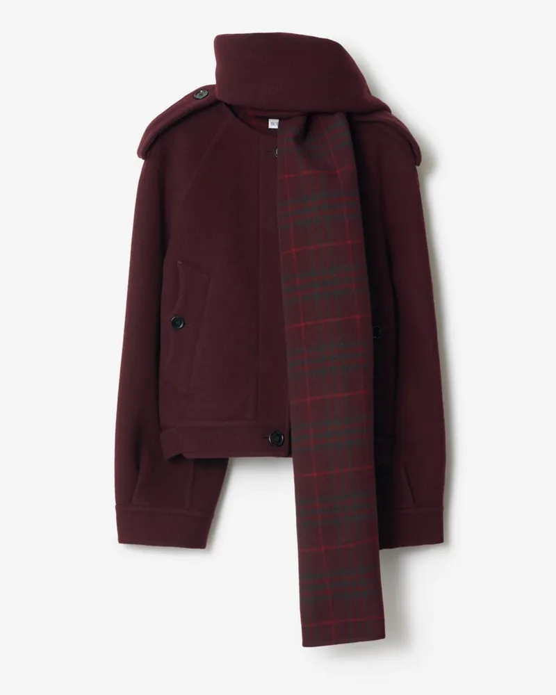 Burberry Wolljacke mit abnehmbarem Schal Wine-rot
