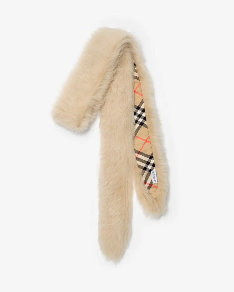Burberry Schmaler Lammfellschal Sand-beige