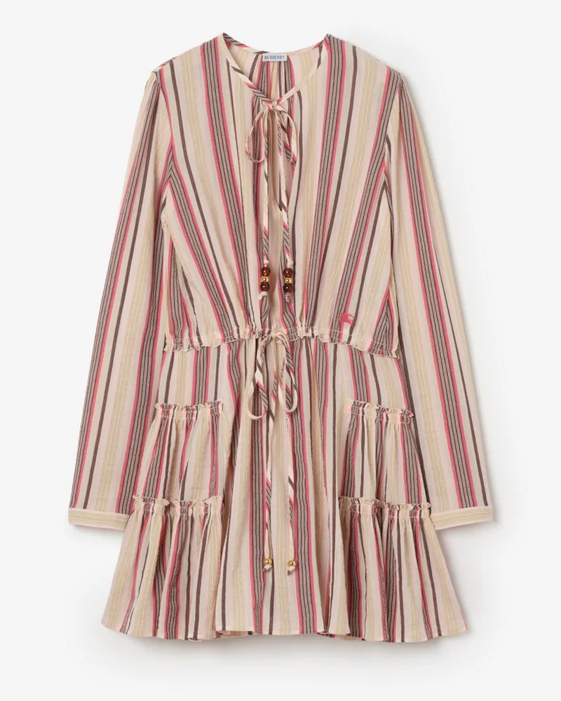 Burberry Baumwollvoile-Kleid mit Streifenmuster , Size Neapolitan