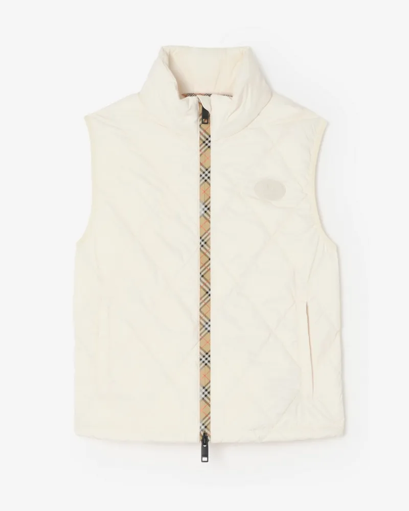 Burberry Packbare Nylonsteppweste „Cheswick Tundra-weiß