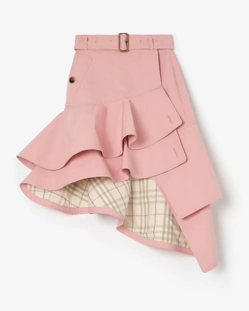 Burberry Gerüschter Gabardine-Trenchrock , Size Begonia-rosa