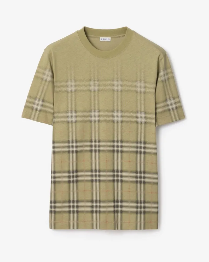 Burberry Baumwoll-T-Shirt in Check mit Farbverlauf , Size Glade-grün