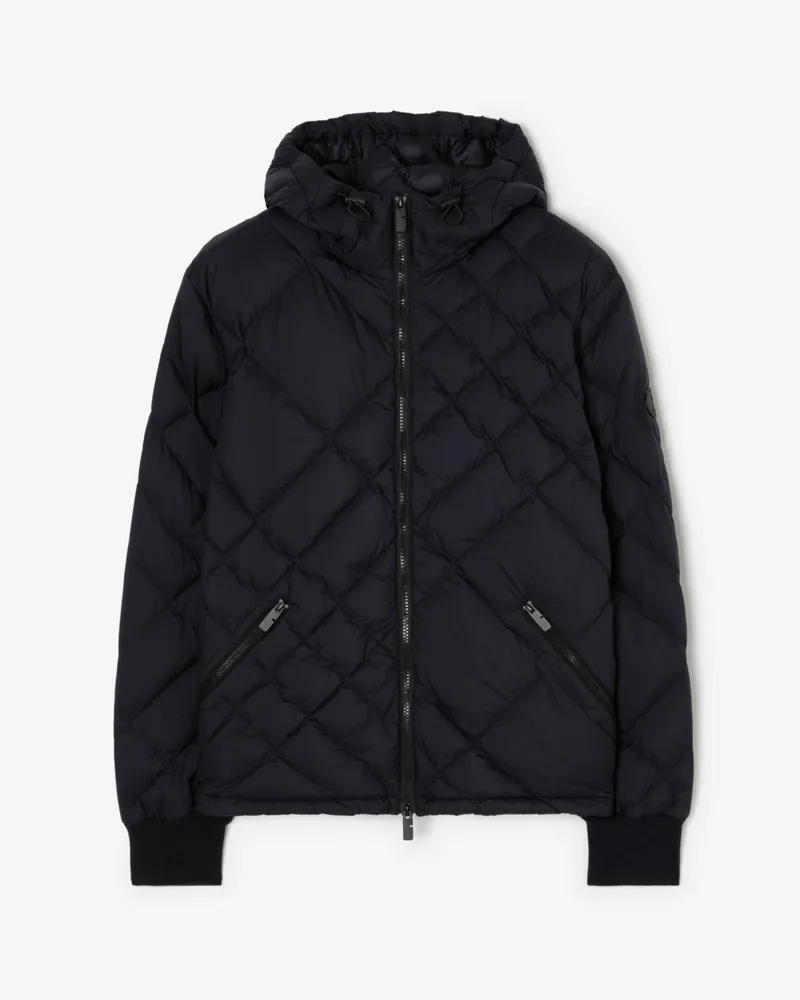 Burberry Wattierte Jacke „Doversgreen“ aus Nylon mit genähtem Karomuster , Size Marineblau