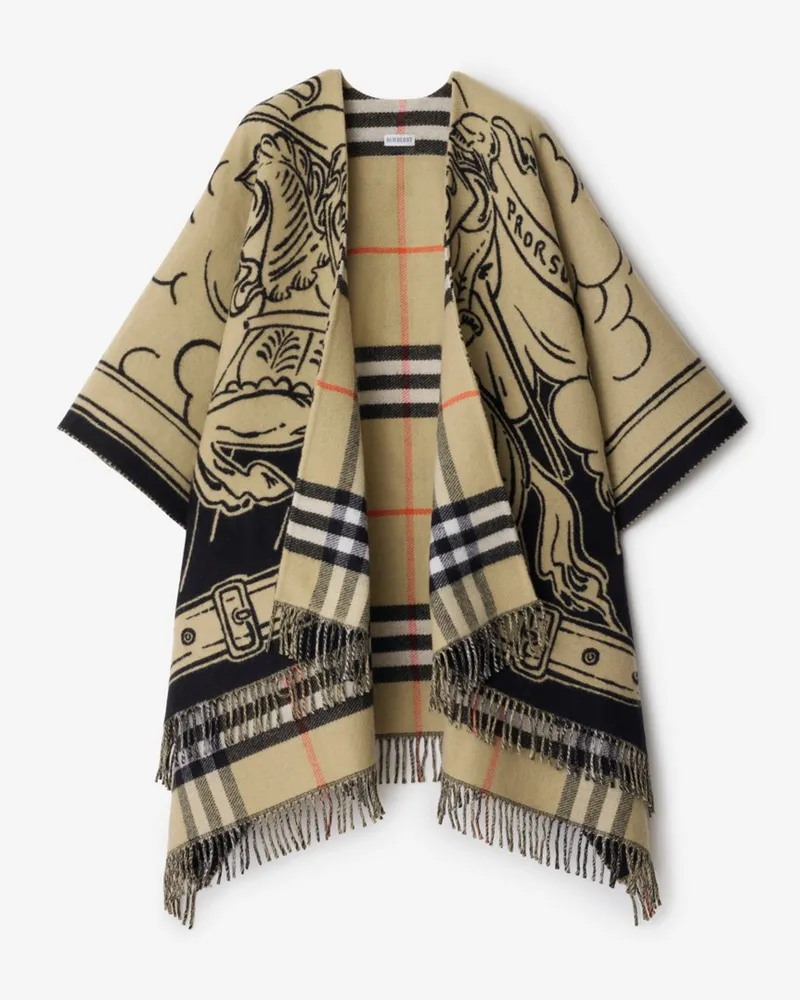 Burberry Wollcape mit Stormy Knight-Motiv Sand